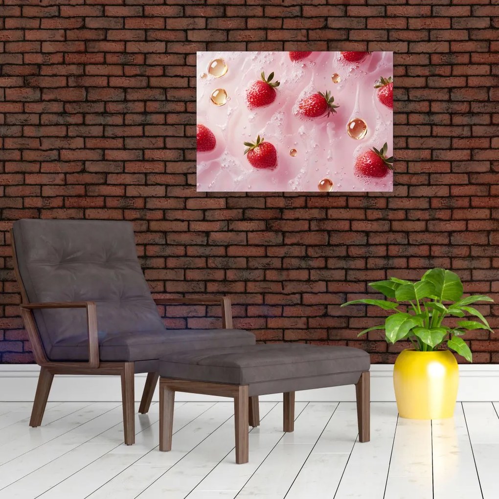 Obraz - Jahody v bublinách (70x50 cm)