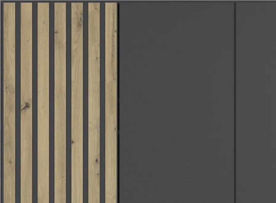 Šatníková skriňa Genua, 181 cm, tmavo šedá/artisan