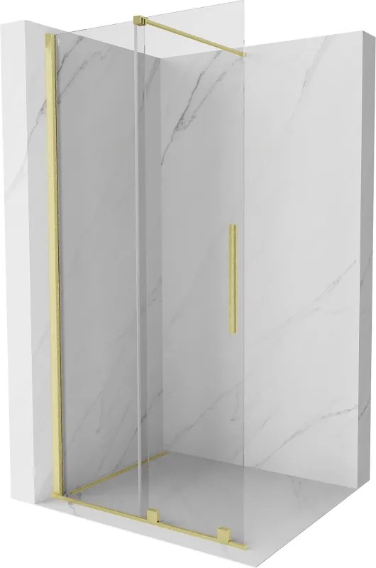 Mexen Velar sprchová stena posuvná Walk-in 110 x 200 cm, transparent 8 mm, zlatá brúsená - 871-110-000-03-55