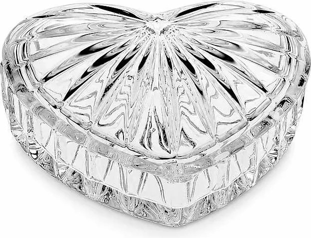 Crystal Bohemia Sklenená dóza v tvare SRDCE 110 mm