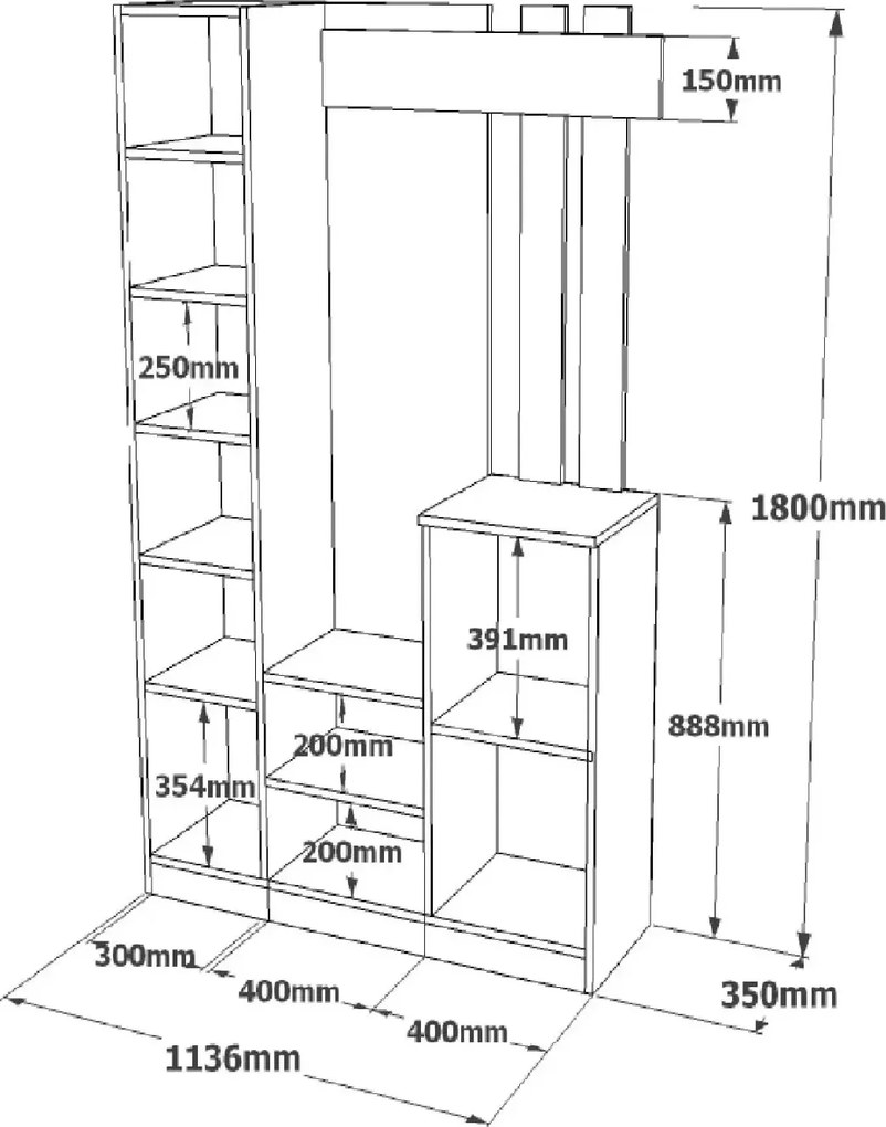 Predsieňová stena Houseland Livia biela