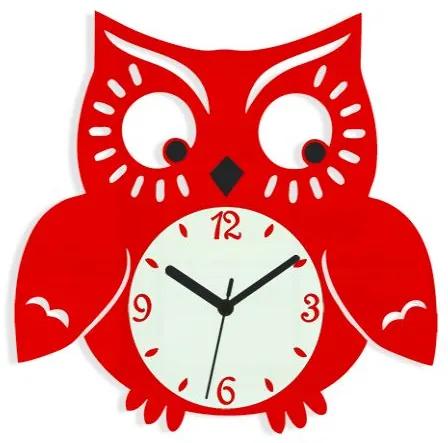 Nástenné hodiny Owl červené