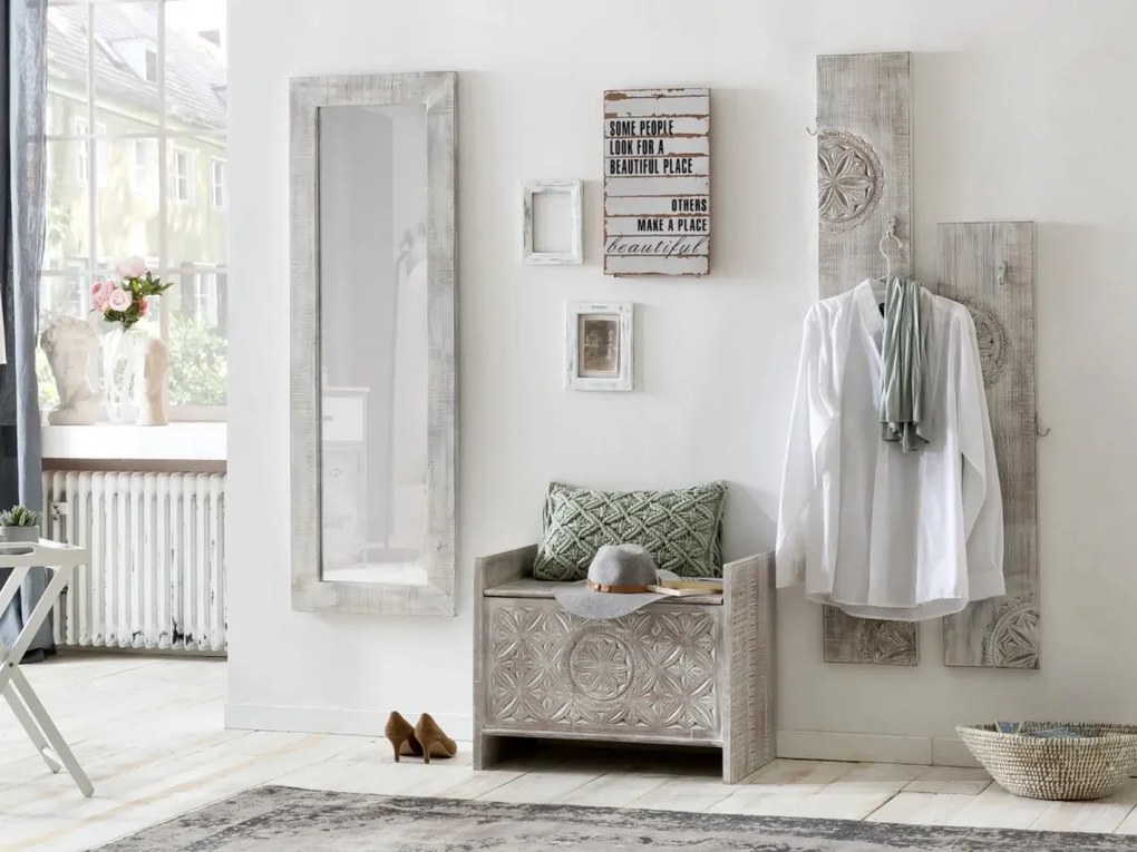 furniture-nabytek.cz - Masívne zrkadlo Mackay z mangového dreva, lakované, biele – 50×150 cm