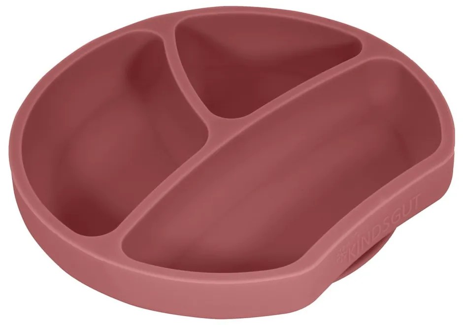 Silikónový detský tanier v tehlovej farbe 19x20,5 cm Dusky Pink – Kindsgut