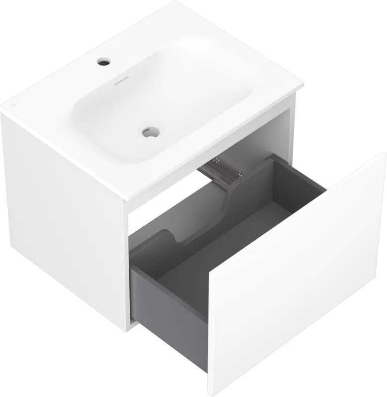 Mexen Orio, kúpeľňová skrinka 60 cm s umývadlom Vela, 1 zásuvka, biela matná, 91A10-06047-1-BF01-W23M01