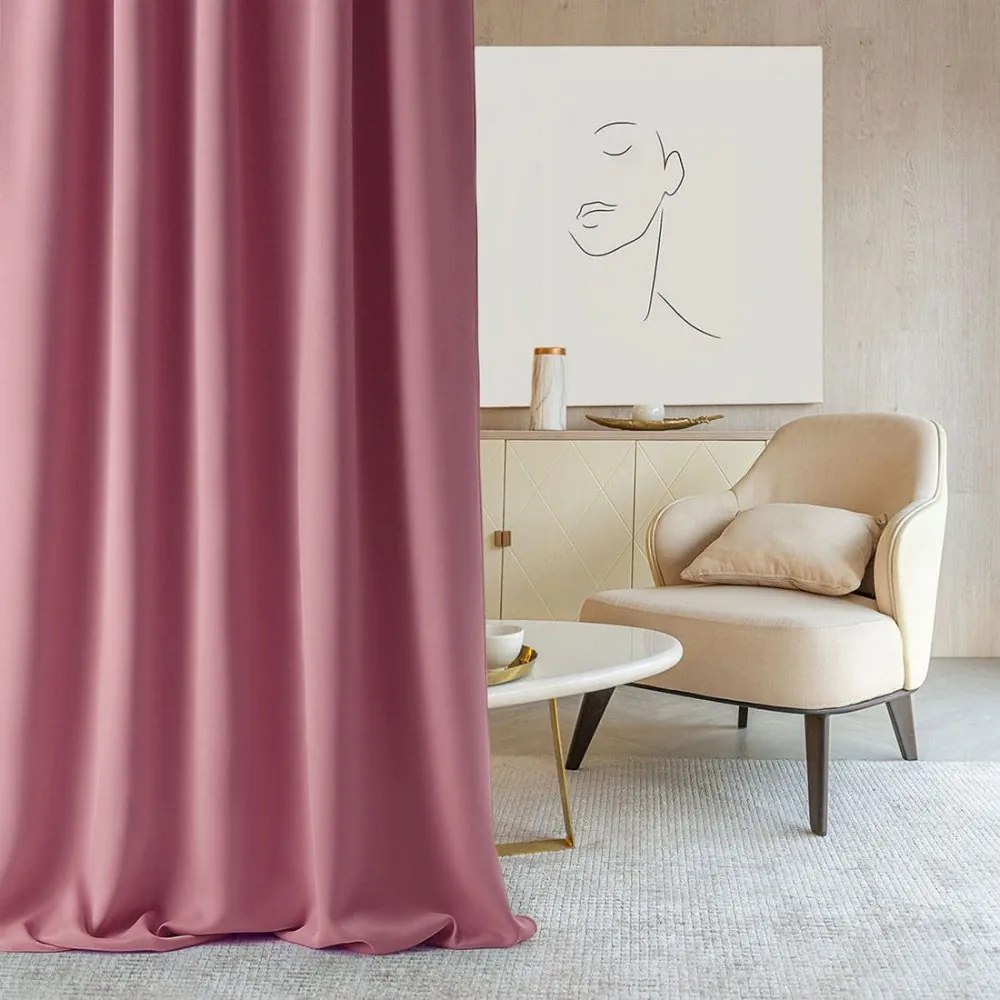 Záves Aura indickej ružovej farby so zavesením na riasiacu pásku 140 x 280 cm
