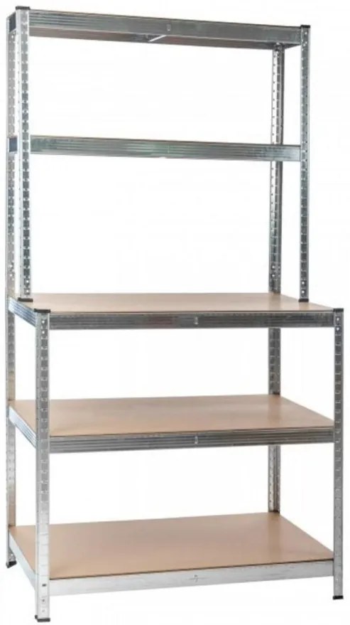 Regál kovový G 100x30/60x180 cm 150kg s nadstavbou drevené police