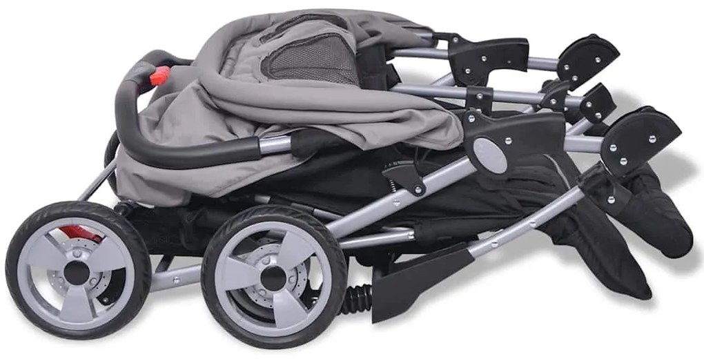 Oceľový kočík pre dvojičky , čierny a šedý