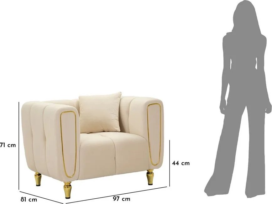 Krémové zamatové kreslo Alma – Mauro Ferretti