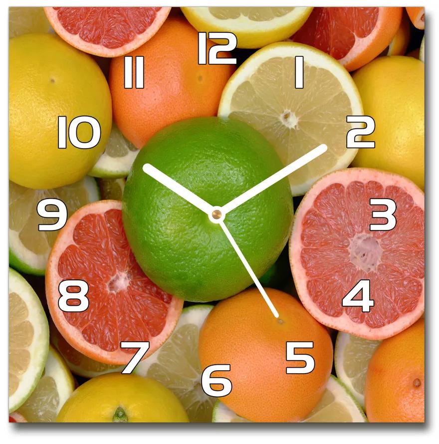 Sklenené hodiny štvorec Citrusové ovocie pl_zsk_30x30_f_75213206