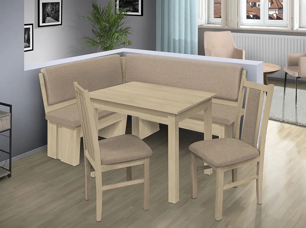 Nabytekmorava Rohová lavica Chicago 14-18 farba lamina: biela 113, čalúnenie vo farbe: SCALA béžová 11