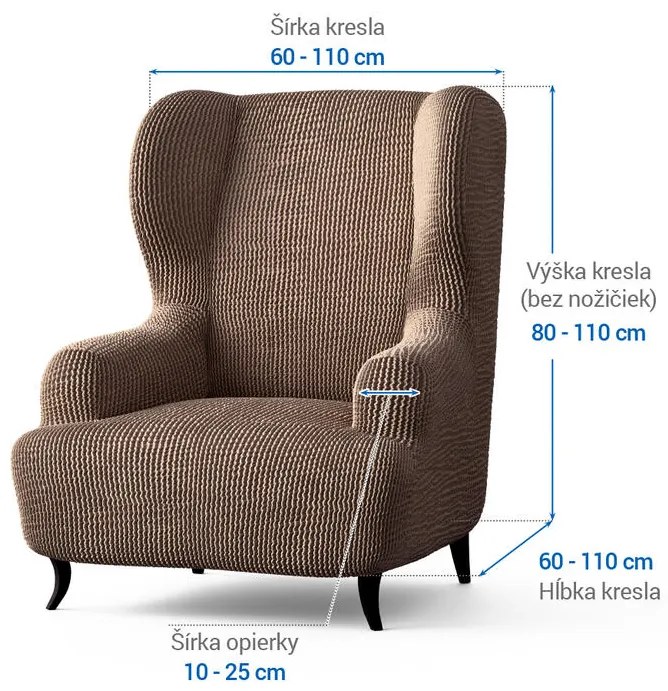 Bielastické poťahy COSTINA oriešková kreslo ušiak (š. 60 - 110 cm)