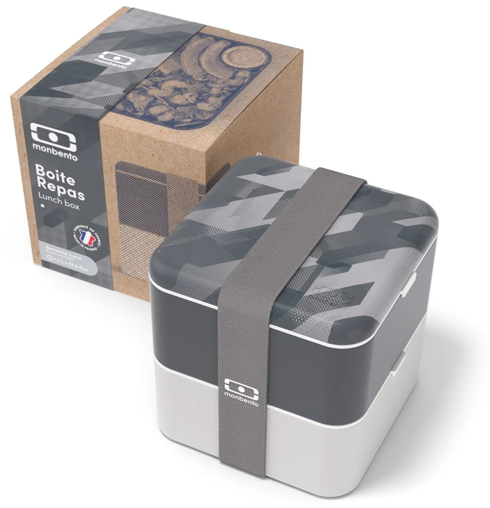 monbento Desiatový box Monbento Square Graphic Grey 1,7 l