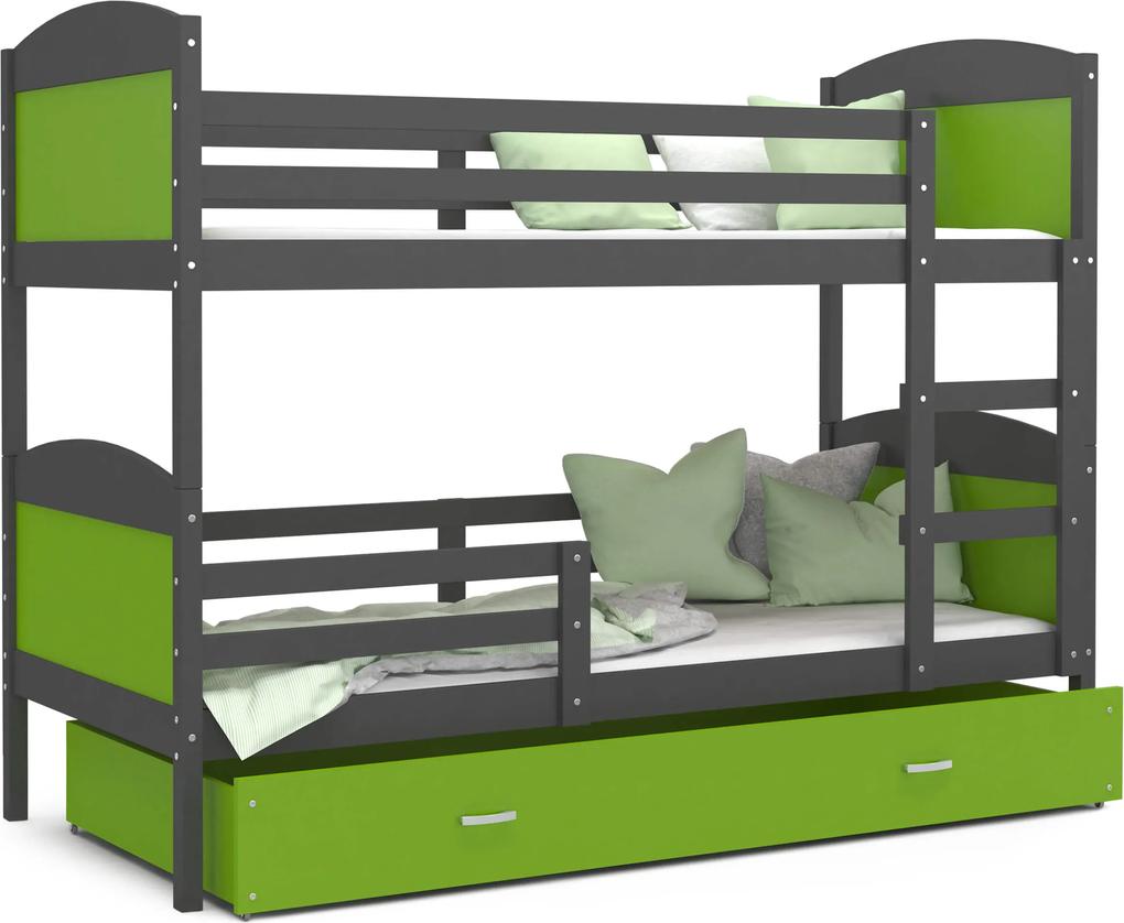 GL Poschodová posteľ Mates grafit Color Farba: Zelená, Rozmer: 190x80