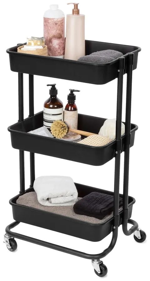 Čierny plastový pojazdný regál 43x36 cm Grena – Compactor