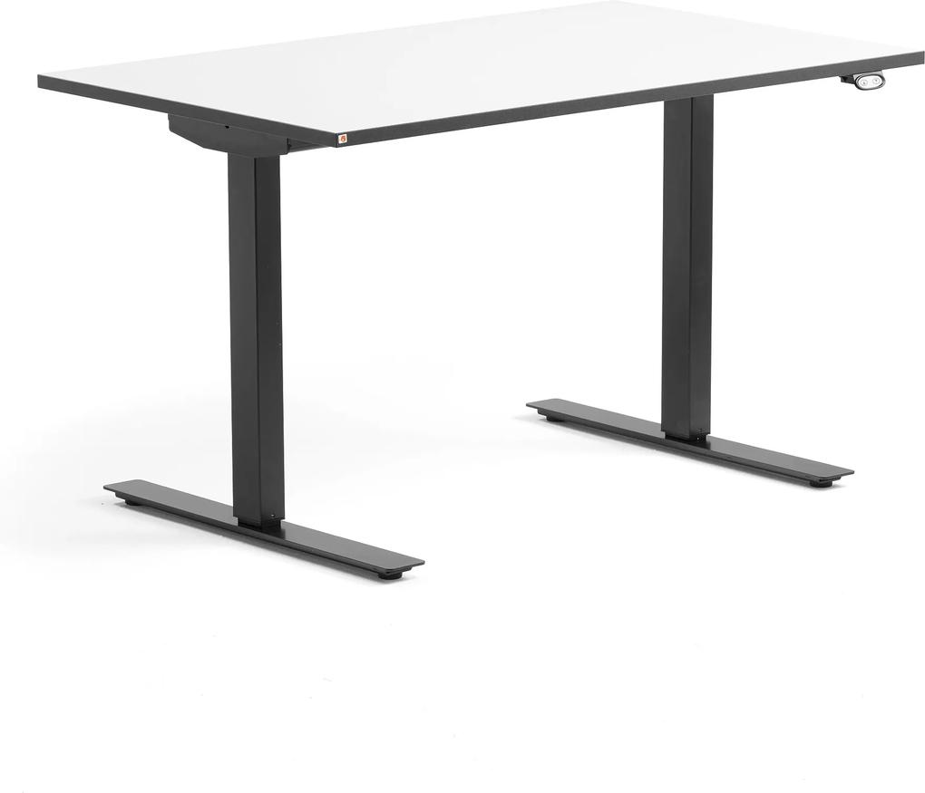 Výškovo nastaviteľný stôl Nomad, 1200x750 mm, biela / čierna