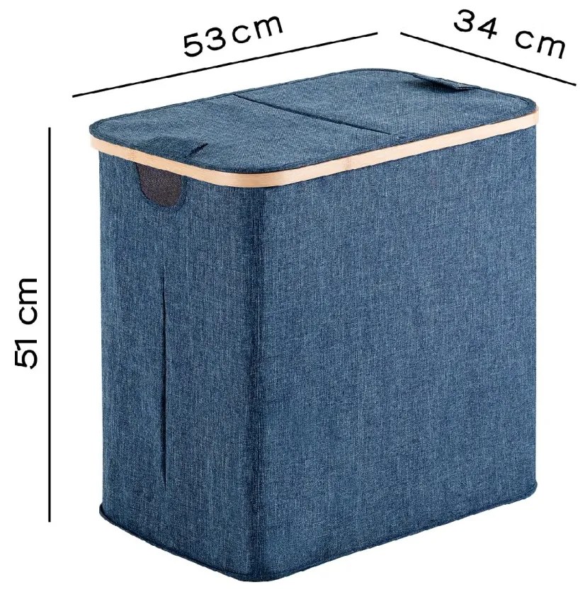 Gedy Gedy, YOSHI kôš na bielizeň 53x51x34cm, bambus, modrá, 133805