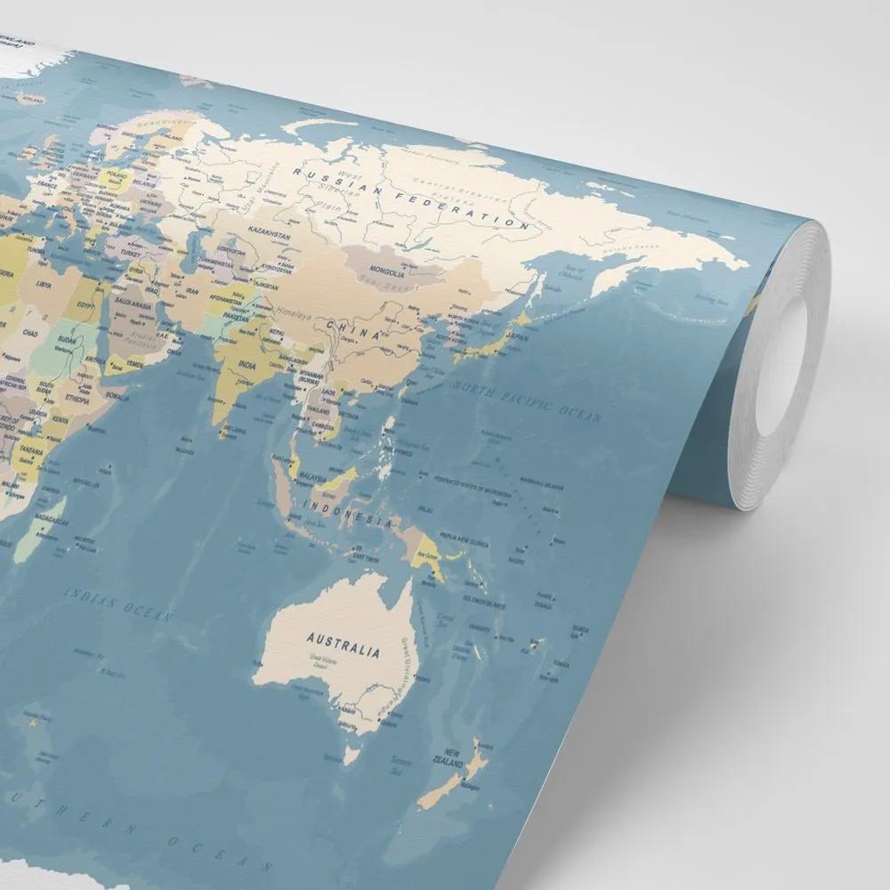 Samolepiaca tapeta štýlová vintage mapa sveta - 150x100