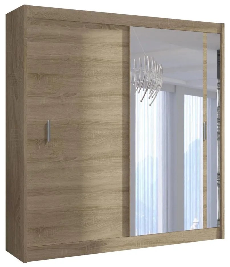 Šatní skriňa so zrkadlom SABRINA 203x215 cm dub sonoma