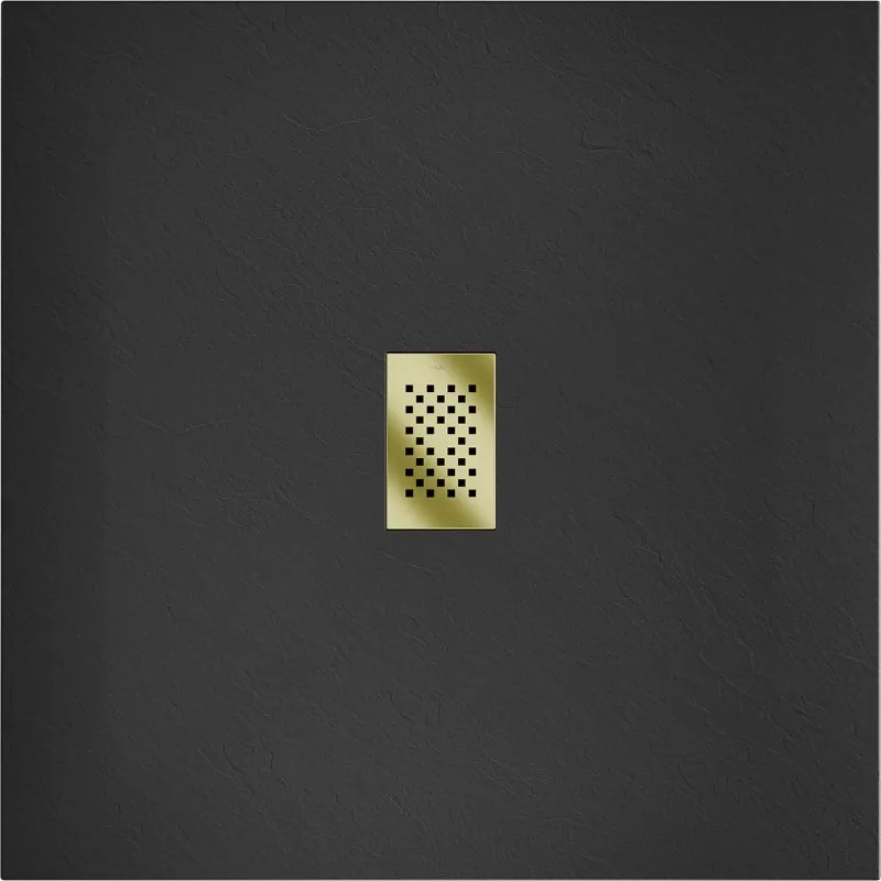 Mexen Hugo, štvorcová sprchová vanička SMC 100 x 100 cm, čierna, zlatá krytka, 42701010-G