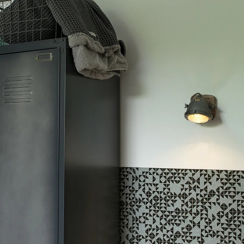 Inteligentný reflektor oceľ s drevom vrátane WiFi GU10 nastaviteľný - Emado