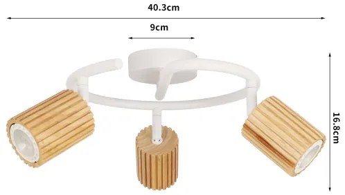 Brilagi - Bodové svietidlo MODERN WOOD 3xGU10/8W/230V drevo/biela