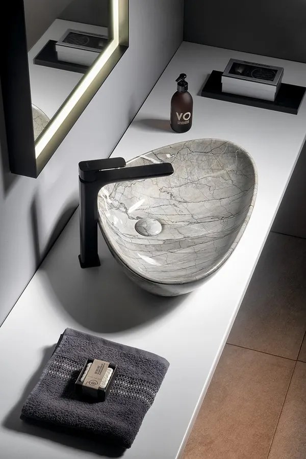 Sapho Sapho, DALMA keramické umývadlo na dosku, 59x42cm, imitácia kameňa, MM427