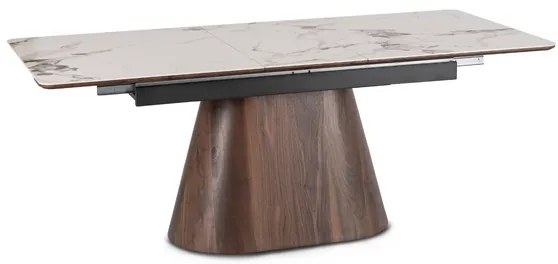 Stôl LUCIANO 160–200 cm Biely mramor / Orech