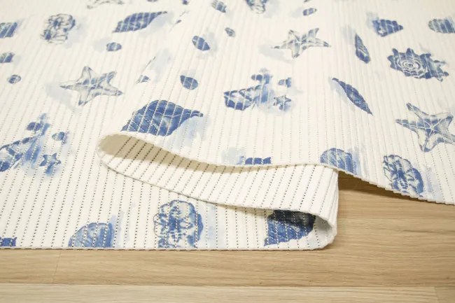Kúpeľňová penová rohož softy-tex 820 krémová / modrá, mušle