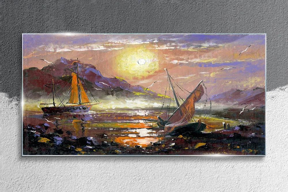 Skleneny obraz Maľovanie člny
