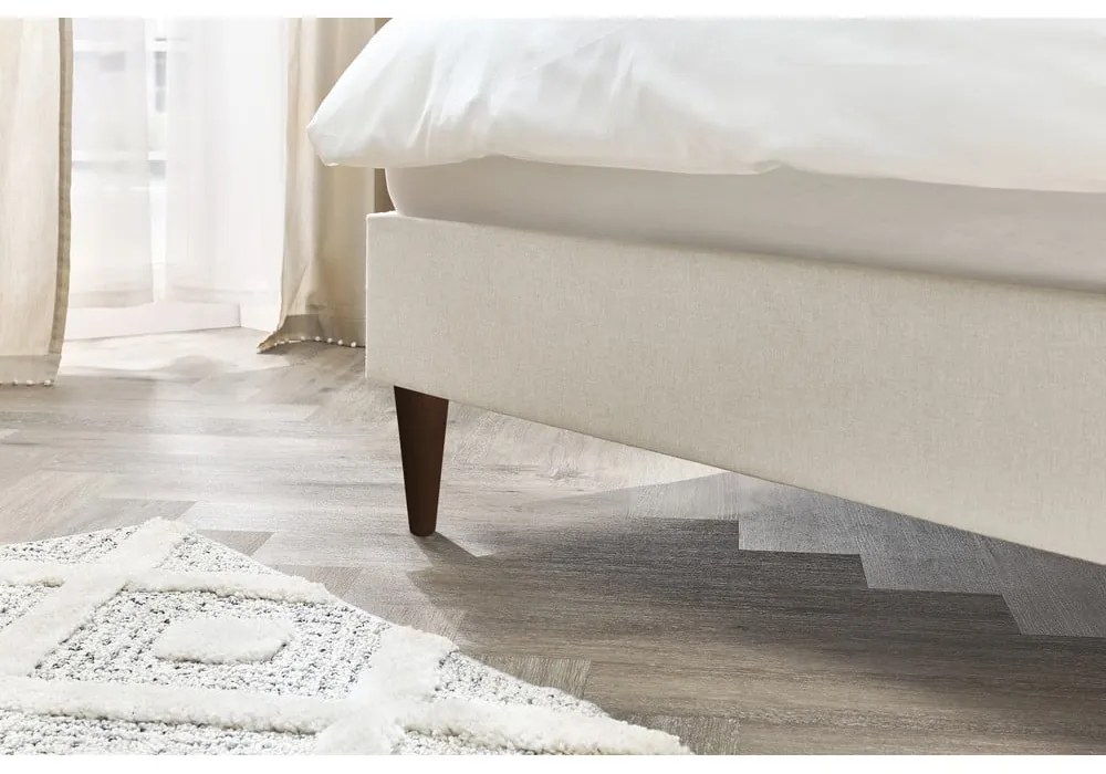 Béžová dvojlôžková posteľ Bobochic Paris Sary Dark, 180 x 200 cm