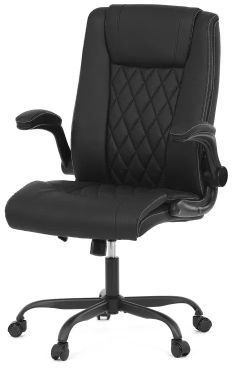 Křeslo kancelářské, černá ekokůže, kovový kříž, kolečka na tvrdé podlahy