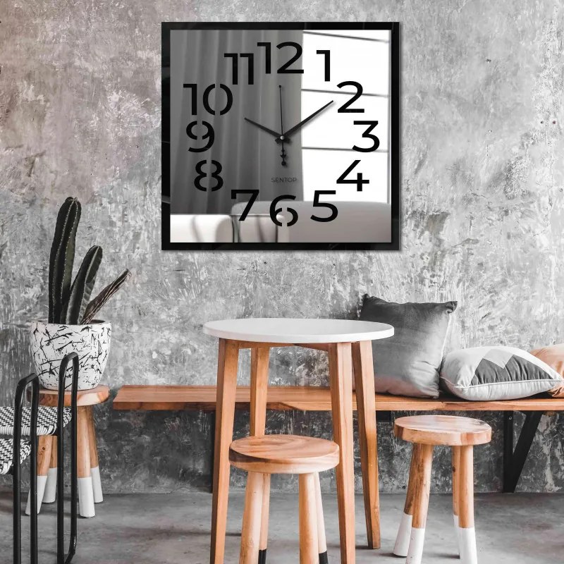 Hodiny na stenu z akrylátového skla - čierne, biele a zrkadlo | SENTOP X0101