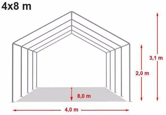 Pártystany-Jičín s.r.o. Party stan 4x8m - PVC Štandard Ohňovzdorný Farba: Biela