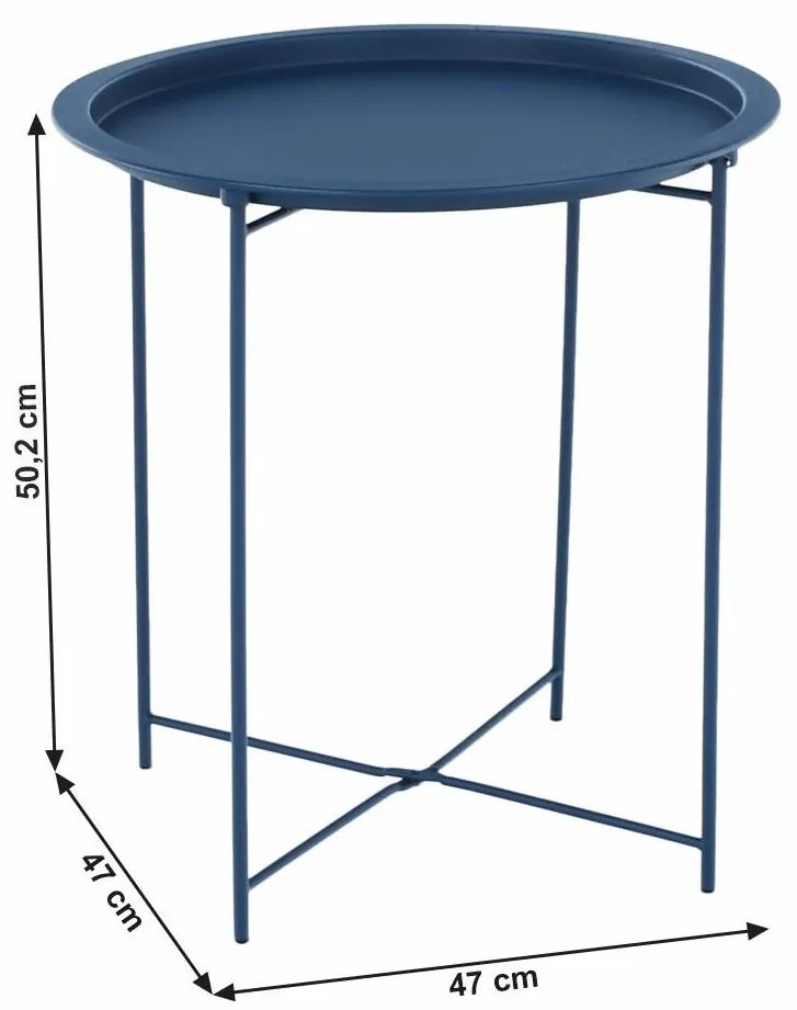 Tempo Kondela Príručný stolík s odnímateľnou táckou, tmavomodrá, RENDER