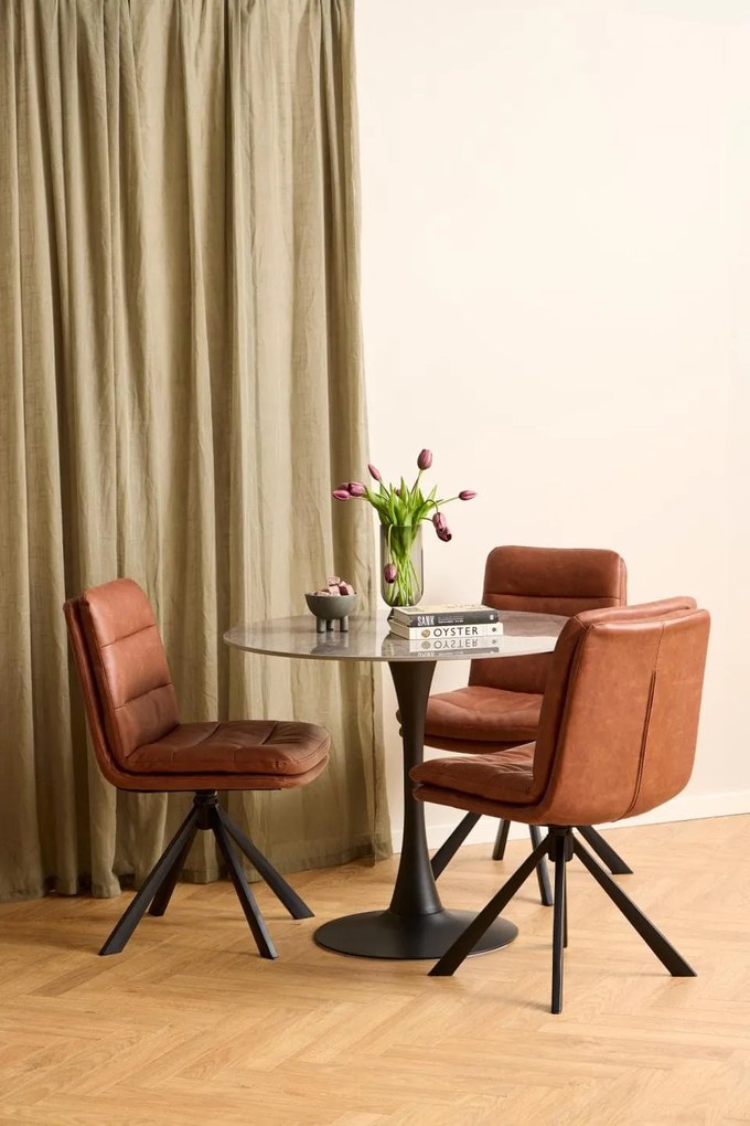 Jídelní kulatý stůl Malta 90 cm šedý/černý