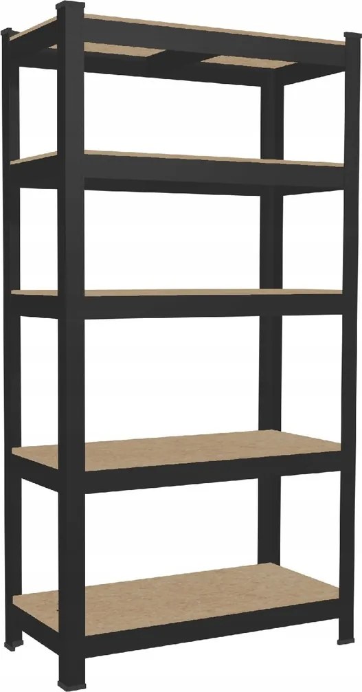 CH 5- policový kovový úložný regál Tosca IV. 180 x 90 x 30 cm - čierna