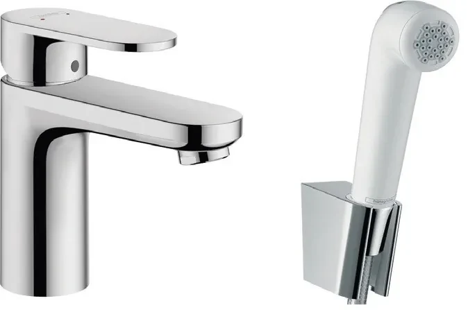 Hansgrohe Vernis Blend, umývadlová batéria 100 s ručnou sprchou Bidette a sprchovou hadicou 160 cm, chrómová, HAN-71215000