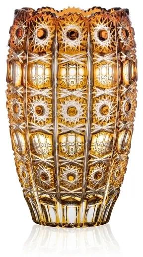 Bohémia Crystal Ručne brúsená váza Murinas Amber 205mm