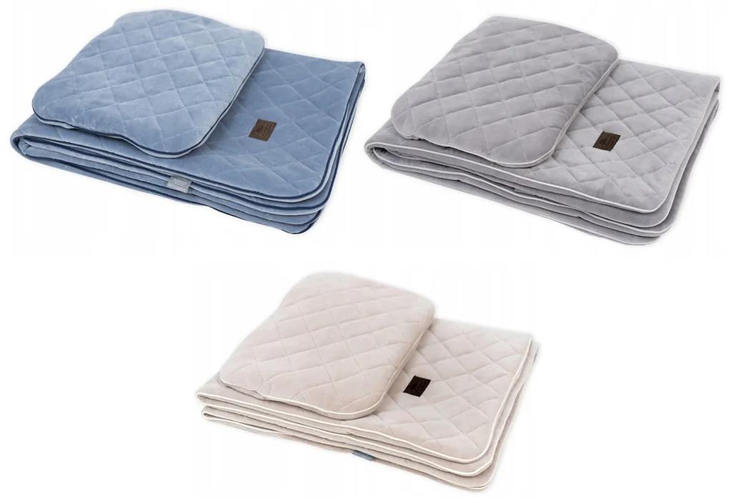 Vulpi Luxusná velúrová deka do kočíka + vankúš Farba: sivá