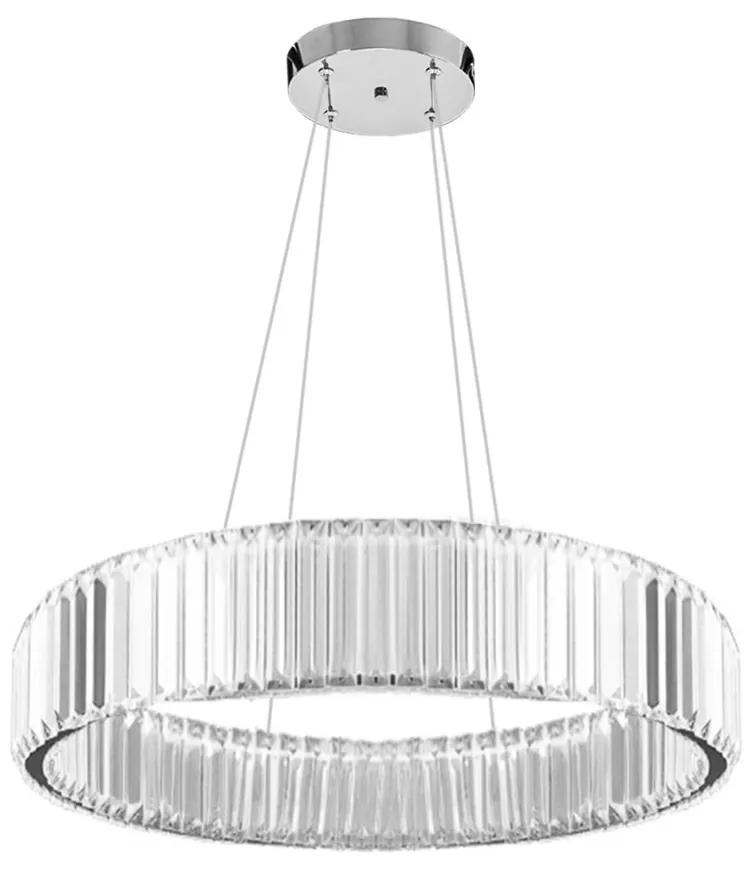 Toolight, LED krištáľová závesná lampa APP982-CP, strieborná, OSW-03641