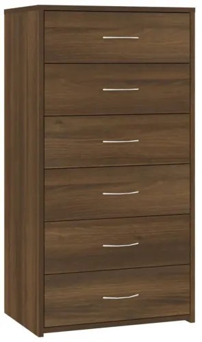 vidaXL Komoda so 6 zásuvkami hnedý dub 50x34x96 cm spracované drevo-