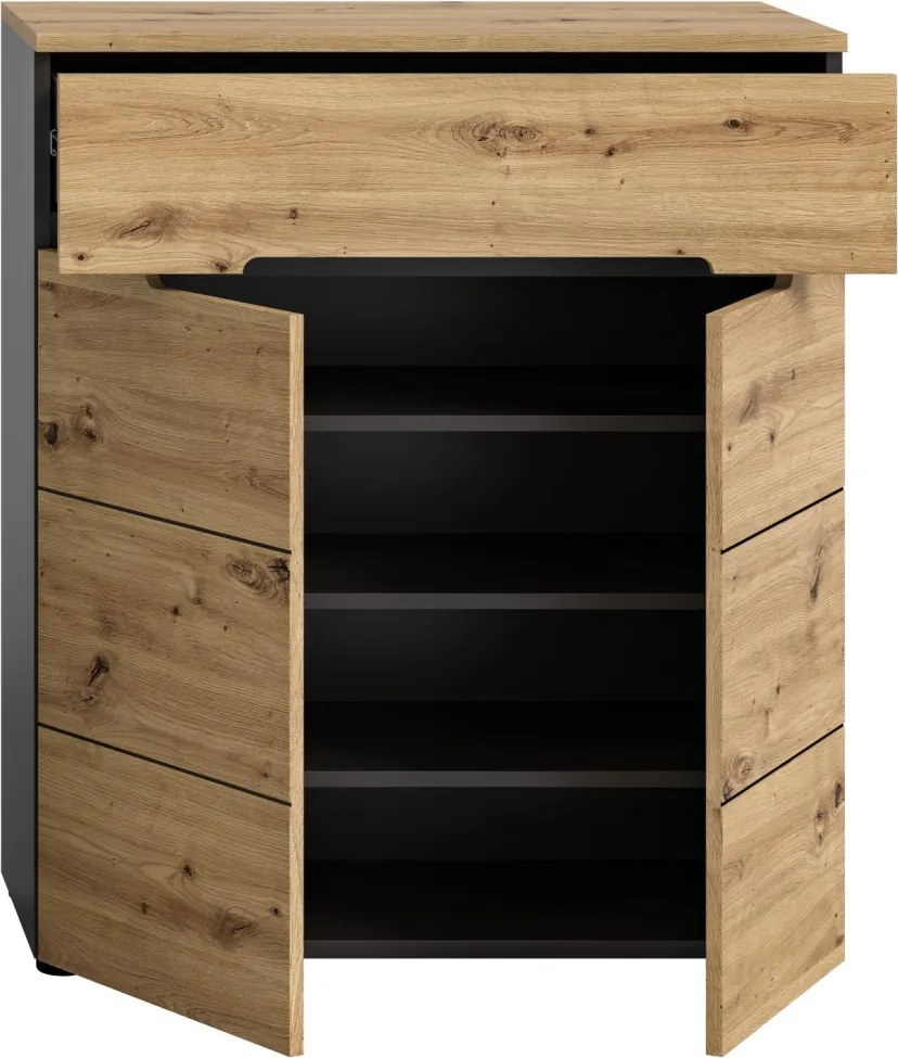 Predsieňová zostava Cano (6-dielna), šedá/dub artisan