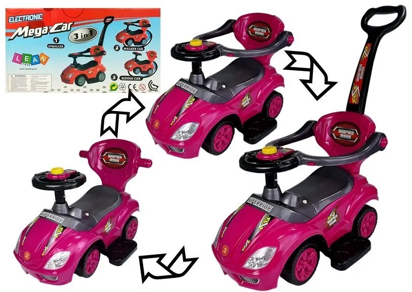 LEAN TOYS Autíčko Mega Car 3v1 - ružové