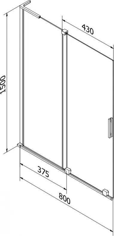Mexen Velar L, 2-krídlová posuvná vaňová zástena 80 x 150 cm, 8mm číre sklo, brúsená oceľ, 896-080-003-01-97