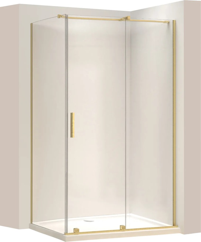 Rea Montana, sprchová kabína s posuvnými dverami 100x80cm, 6mm číre sklo, zlatý matný profil, KPL-K2507