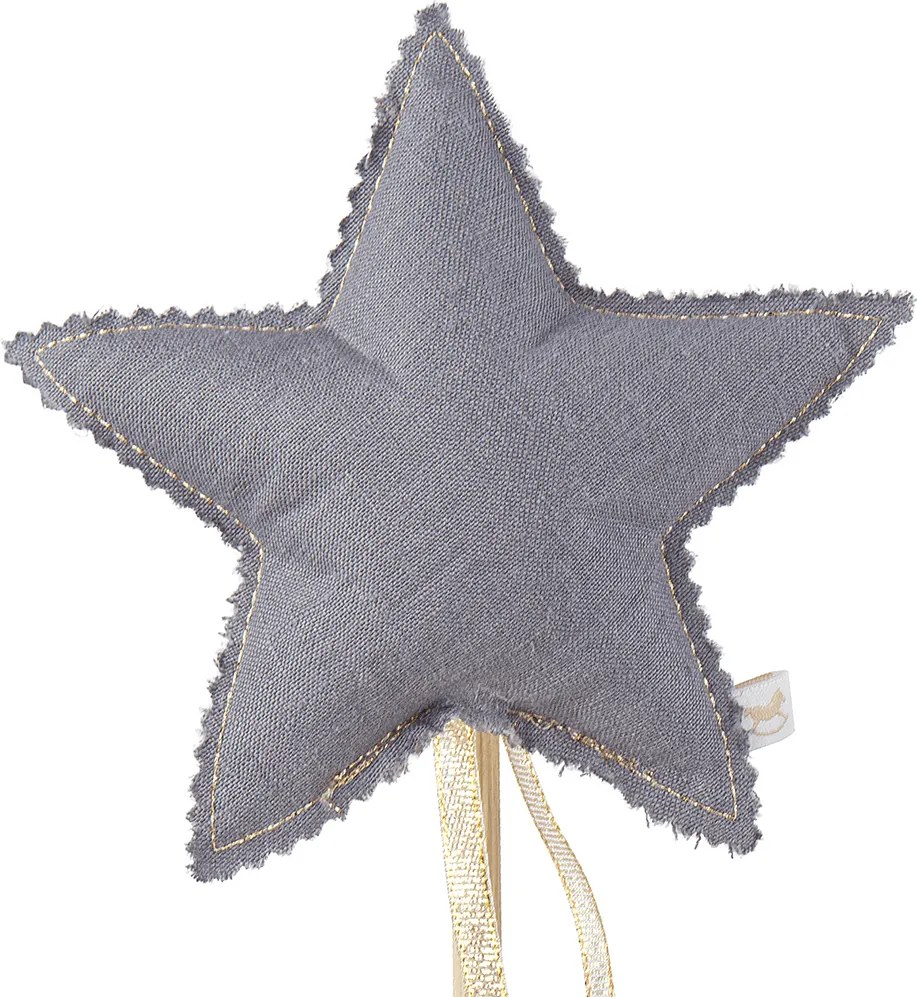 Ľanová kúzelná palička tmavo šedá so zlatom