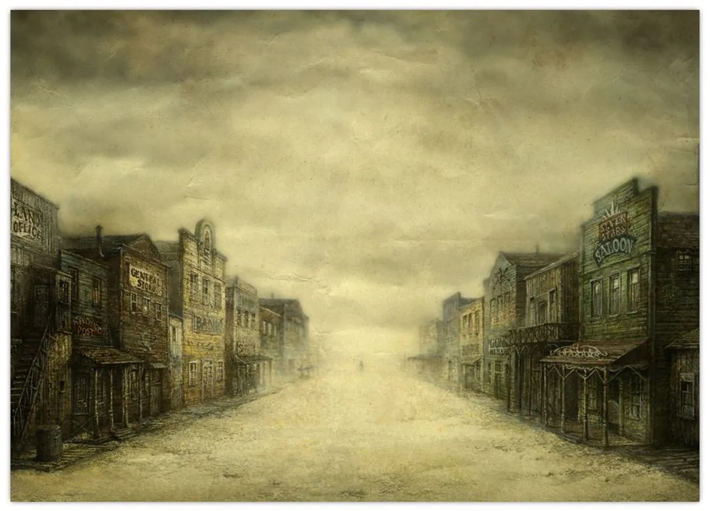 Obraz westernového mestečka (70x50 cm)