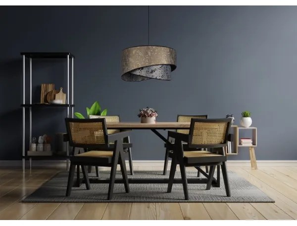 Luster na lanku REZO 1xE27/60W/230V šedá/zlatá