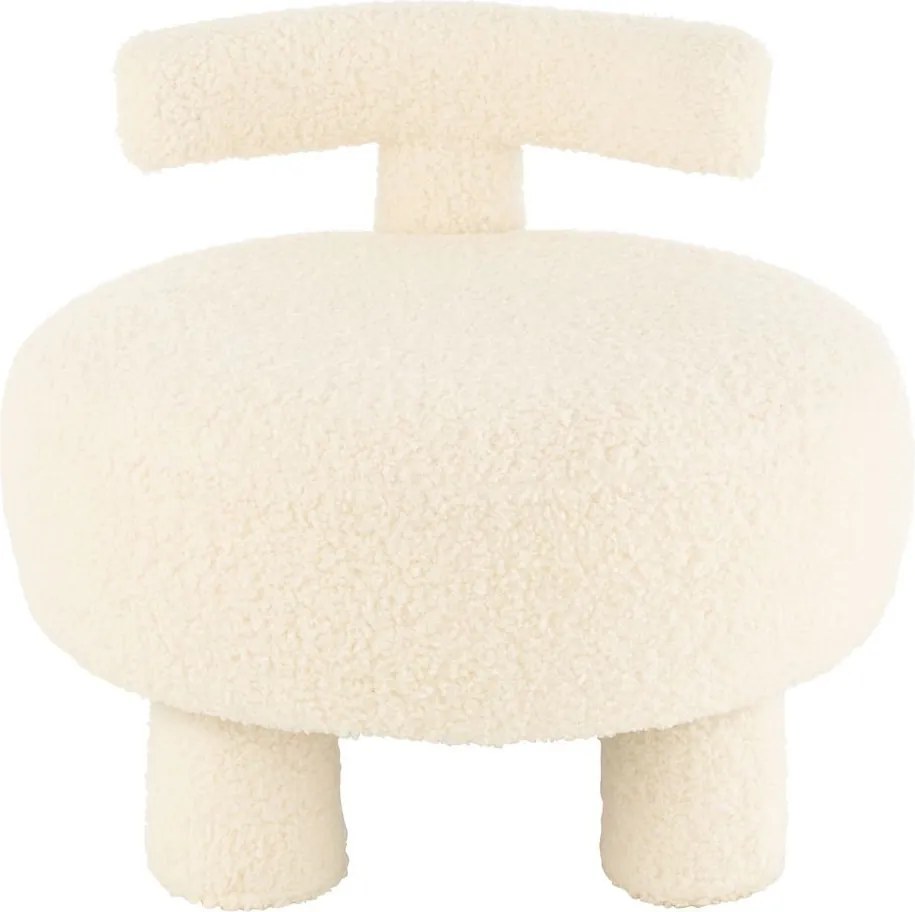 Biela okrúhla stolička s opierkou Teddy Bouclé White - Ø 52*49 cm